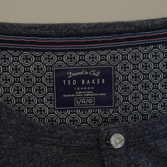 Ted Baker Henley Long Sleeve T-Shirt Gray Large London Dressed To Chill - Picture 8 of 9